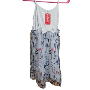 PatPat Girls‎ White Floral Embroidered Mesh Casual Dress 8/9 years